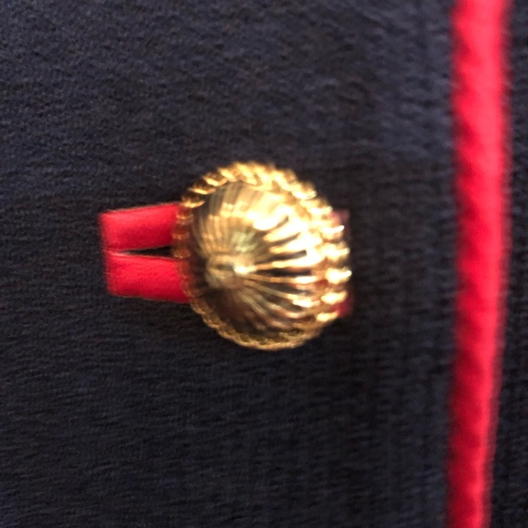 St.John Santana Knit Jacket and Pant Suit Navy Blue, Red Trim Sz 4 Vintage - Picture 9 of 10